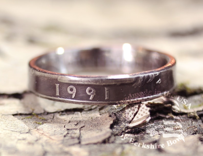 Antique Patina Thin Coin Ring by Year, Liberty Ring, Quarter Ring, US Quarter Rings, Rustic Ring, Upcycled Ring, Ring, Rings, Coin Jewelry image 1