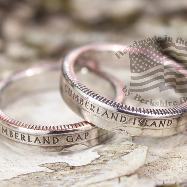 Thin Polished National Park Coin Ring, Thin Quarter Ring, Coin Ring, Coin Rings, Silver Ring, Stacking Coin Ring, Handmade Jewelry