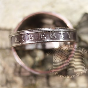 Antique Patina Thin Coin Ring by Year, Liberty Ring, Quarter Ring, US Quarter Rings, Rustic Ring, Upcycled Ring, Ring, Rings, Coin Jewelry image 4