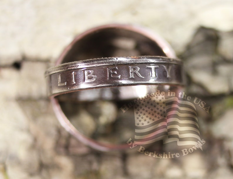 Antique Patina Thin Coin Ring by Year, Liberty Ring, Quarter Ring, US Quarter Rings, Rustic Ring, Upcycled Ring, Ring, Rings, Coin Jewelry image 4