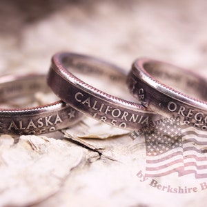 Thin State Quarter Ring, Thin Coin Ring, State Quarter Ring, State Coin Ring, State Ring, Rustic Ring, Coin Jewelry, Ring, Upcycled Ring
