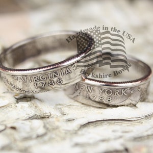 Polished State Coin Ring, High Gloss Quarter Ring, State Quarter Ring, State Coin Ring, State Ring, Rustic Ring, Coin Jewelry, Rings,Ring
