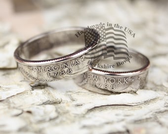 Polished State Coin Ring, High Gloss Quarter Ring, State Quarter Ring, State Coin Ring, State Ring, Rustic Ring, Coin Jewelry, Rings,Ring