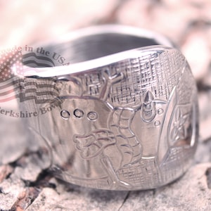 Anillo de cuchara de muñeco de nieve, anillo de muñeco de nieve, anillo de cuchara, anillo de acero inoxidable, anillo de invierno, anillo de Navidad, joyería de invierno, anillos gruesos