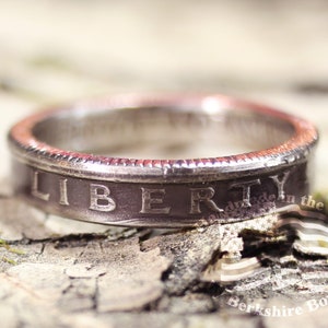 Antique Patina Thin Coin Ring by Year, Liberty Ring, Quarter Ring, US Quarter Rings, Rustic Ring, Upcycled Ring, Ring, Rings, Coin Jewelry image 2