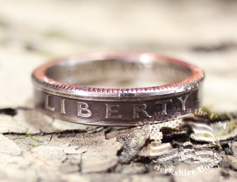 Antique Patina Thin Coin Ring by Year, Liberty Ring, Quarter Ring, US Quarter Rings, Rustic Ring, Upcycled Ring, Ring, Rings, Coin Jewelry image 2