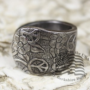 Peace Spoon Ring, Peace Ring, Stainless Steel Ring, Peace Spoon Ring, Peace Jewelry, Hippie Ring, Peace Sign Jewelry, Handmade Jewelry