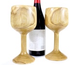 Weinglas-Set aus Kastanienholz