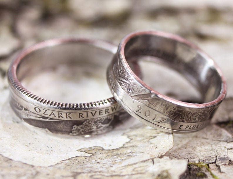 Anniversary Ring Set Wedding Ring Set Quarter Rings Coin Etsy