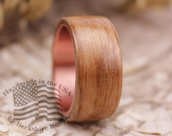 Handmade Cherry Wood Ring with Copper Core