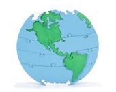 Handmade Wooden Globe Puzzle, Earth Puzzle, Planet Puzzle, Geography Puzzle, Earth Toy, Globe Toy, Planet Toy, Geography Toy