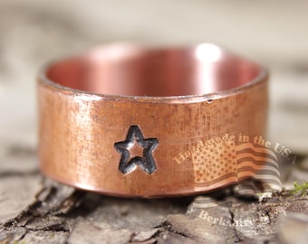 Stamped Copper Star Ring