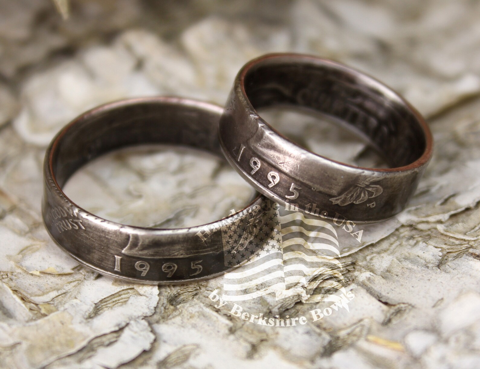 Anniversary Ring Set Wedding Ring Set Quarter Rings Coin Etsy