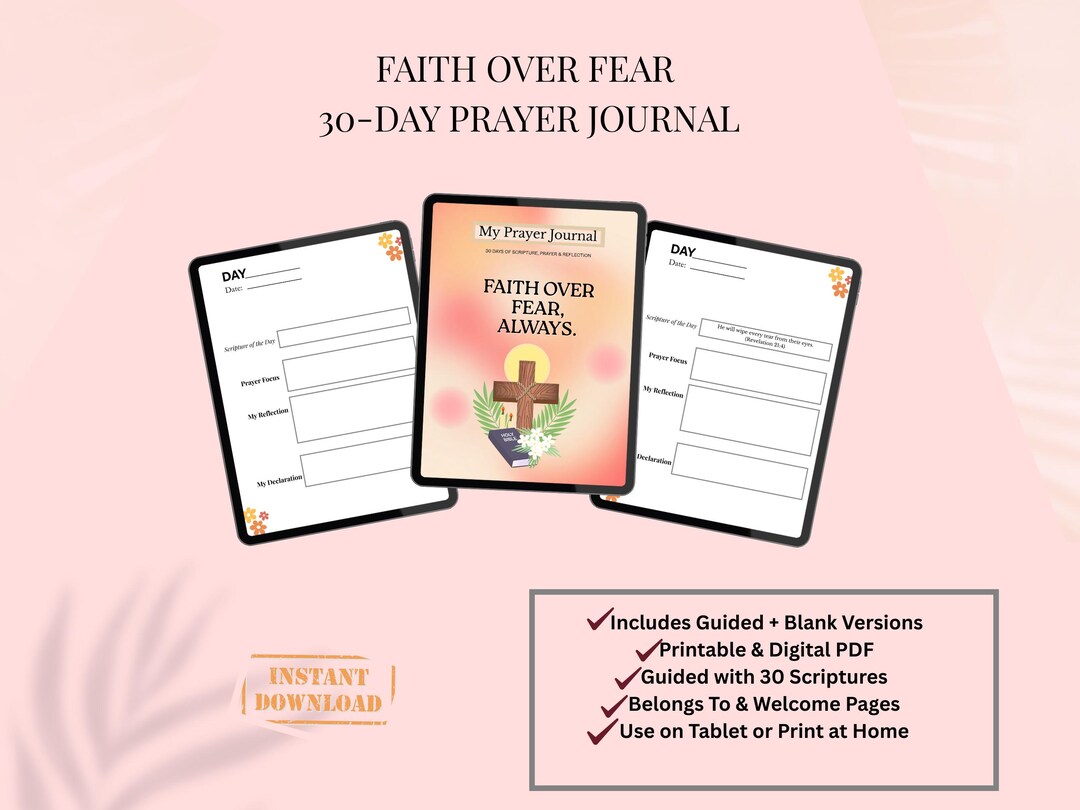 30 Day Prayer Journal | Guided + Blank Versions | Christian Printable ...