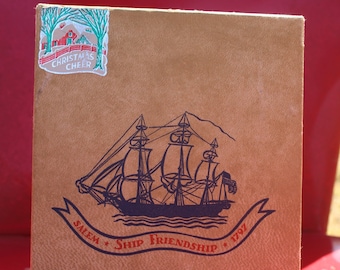 Vintage 1940s 1950s Old Spice Men's Set 375L Salem Ship Friendship 1797 Empty Cardboard Gift Box from Shulton, Inc.