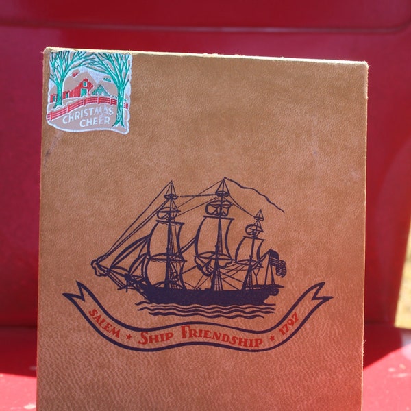 Vintage 1940s 1950s Old Spice Men's Set 375L Salem Ship Friendship 1797 Empty Cardboard Gift Box from Shulton, Inc.