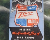 Vintage 1940s Zenith Presents the Greatest Line of 1942 Radios and Phonographs Ever Introduced for Real Pleasure Advertising Brochure