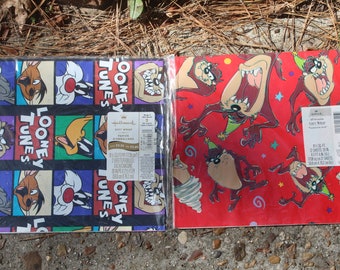 Vintage 1990s Hallmark Looney Tunes Speedy, Bugs, Daffy, Sylvester or Taz All Occasion Gift Wrapping Paper NOS Made in USA