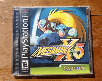 Playstation One PS1 Megaman X5 Black Label Video Game with Original Case and Instructions