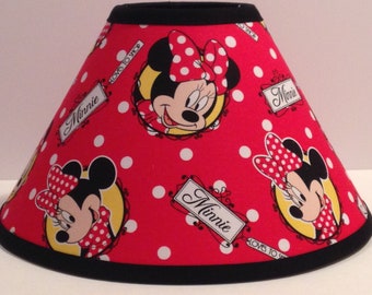 Disney Minnie Mouse Red Fabric Children S Lamp Etsy