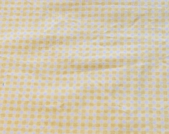 Yellow and White Check Cotton Fabric remnant 36x34