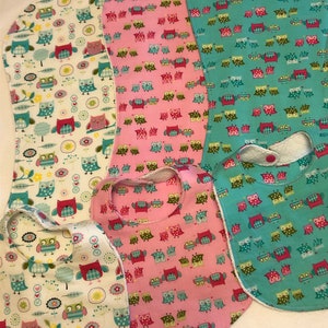 Owls Baby Girl Bib Burp Cloth Gift Set/Baby Shower Gift