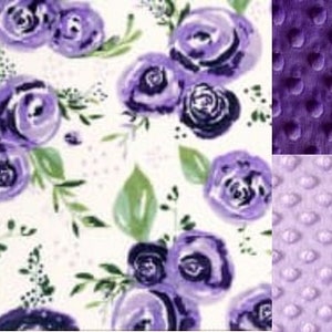 Personalized Purple Rose Minky Baby Blanket/Stroller Blanket/Lovey/Baby Gift/ FREE SHIPPING