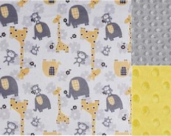 Personalized Giraffes & Elephants Baby Minky Blanket/Stroller Blanket/Lovey/Baby Gift FREE SHIPPING