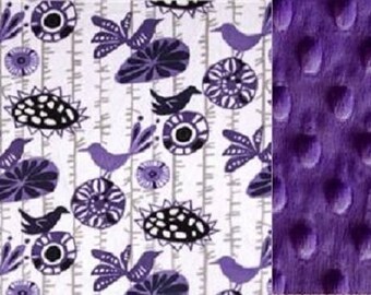 Personalized Purple Birds Minky Baby Blanket /Stroller Blanket/Lovey/Baby Shower Gift FREE SHIPPING