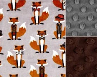 Personalized Foxes Minky Baby Blanket /Stroller Blanket/Lovey/Baby Shower Gift FREE SHIPPING