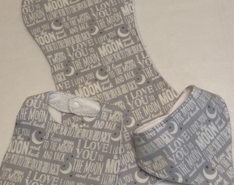 Love You To The Moon and Back Baby Bib Burp Cloth Gift Set/Create Your Own Baby Shower Gift FREE SHIPPING