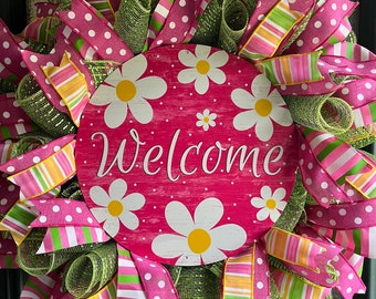 Summer Welcome Wreath/ Summer Door Wreath/ Summer Decor/Welcome Wreath/ Free Shipping