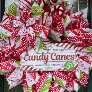Christmas Candy Cane Wreath/Christmas Peppermint Wreath/ Candy Cane Decor/Christmas Decor/Free Shipping
