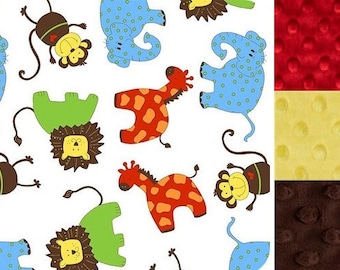 Personalized Jungle Animals Minky Baby Blanket /Stroller Blanket/Lovey/Baby Shower Gift FREE SHIPPING