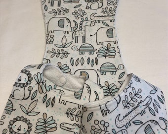 Safari Animals Baby Bib Burp Cloth Gift Set/Create Your Own Baby Shower Gift FREE SHIPPING