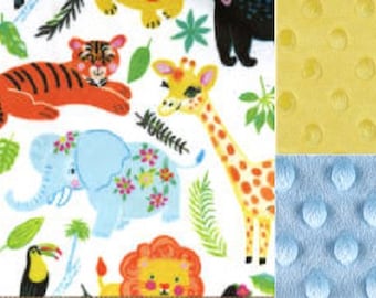 Personalized Animal Friends Minky Baby Blanket /Stroller Blanket/Lovey/Baby Gift FREE SHIPPING
