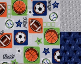 Personalized Sports Balls Baby Minky Blanket /Lovey/Stroller Blanket/Shower Gift FREE SHIPPING