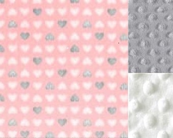 Personalized Pink Hearts Minky Baby Blanket / Stroller Blanket/Lovey/Baby Shower Gift FREE SHIPPING