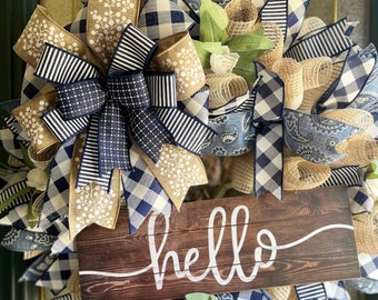 Everyday Home Wreath/Hello Wreath/All Season Wreath/ Free Shipping