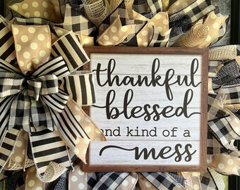 Modern Farmhouse Wreath/Thankful Wreath/All Season Wreath/Farmhouse Rustic Wreath/Everyday Door Wreath/ Free Shipping