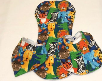 Jungle Animals Baby Bib Burp Cloth Gift Set/Create Your Own Baby Shower Gift Free Shipping