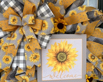 Sunflower Wreath/Welcome Wreath/Summer Wreath/Everyday Wreath/Welcome Wreath/ Deco Mesh Wreath/ Door Wreath/Free Shipping