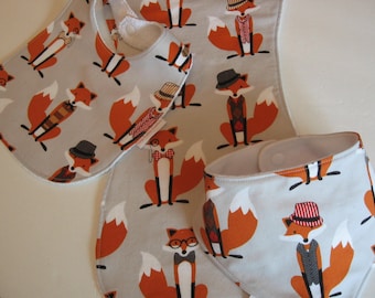 Fox Baby Bib Burp Cloth Gift Set /Create Your Own Baby Shower Gift FREE SHIPPING