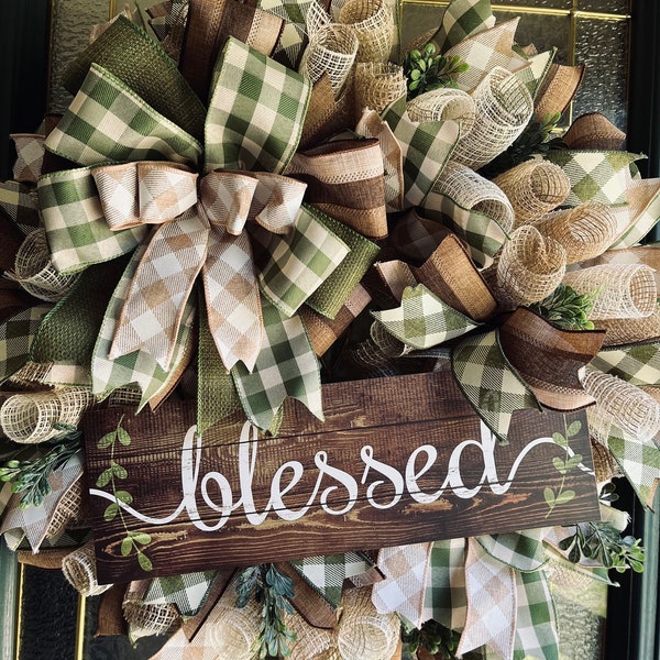 Everyday Home Wreath/Blessed Wreath/All Season Wreath/ Free Shipping