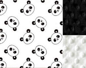 Personalized Panda Bear Minky Baby Blanket /Stroller Blanket/Lovey/Baby Shower Gift FREE SHIPPING