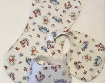 Winnie The Pooh Baby Bib Burp Cloth Gift Set/Create Your Own Baby Shower Gift FREE SHIPPING