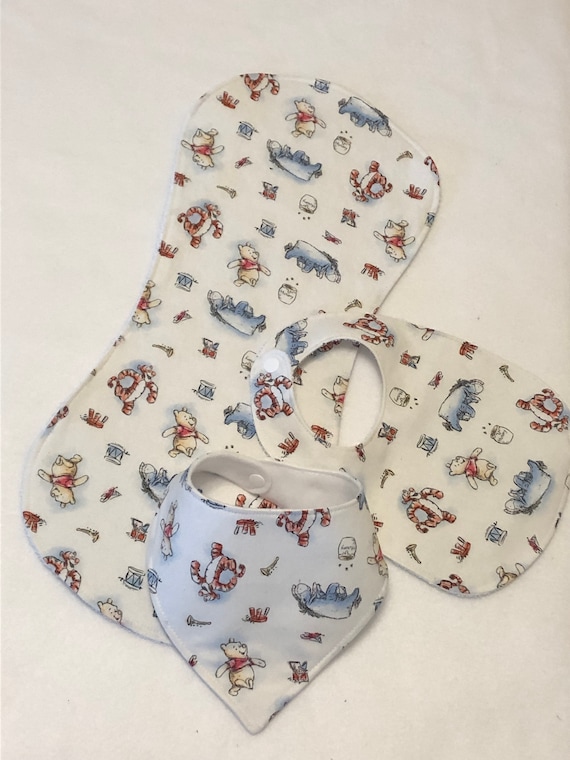 Winnie The Pooh Baby Bib Burp Cloth Gift Set/Create Your Own Baby Shower Gift FREE SHIPPING