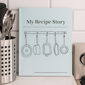Printable Recipe Book | Fillable Cookbook Pages | Minimal Blue Digital Recipe Journal