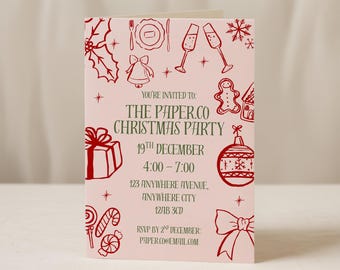 Christmas Party Invitation | Holiday Party Invite | Editable Template | Festive Winter Celebration | Instant Download | Printable