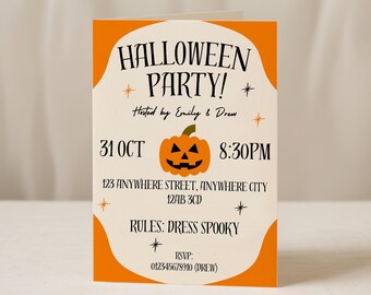 Pun King * Halloween Greetings Card * Pumpkin * Party Invite